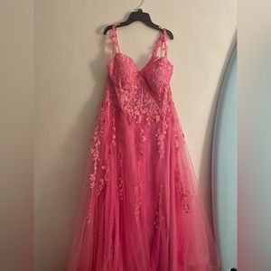 Pink glitter corset ball gown dress